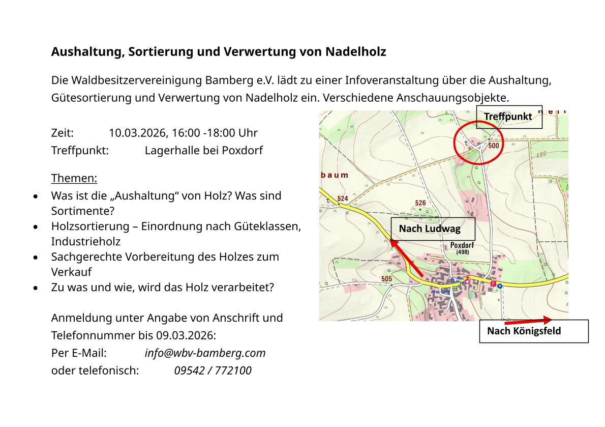 Holzsortierung Aushaltung Nadelholz Veröffentlichung Poxdorf